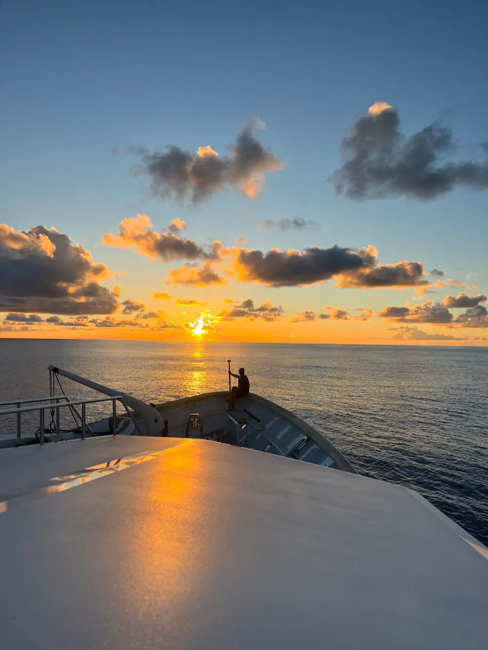 Sunset from a yacht's bow