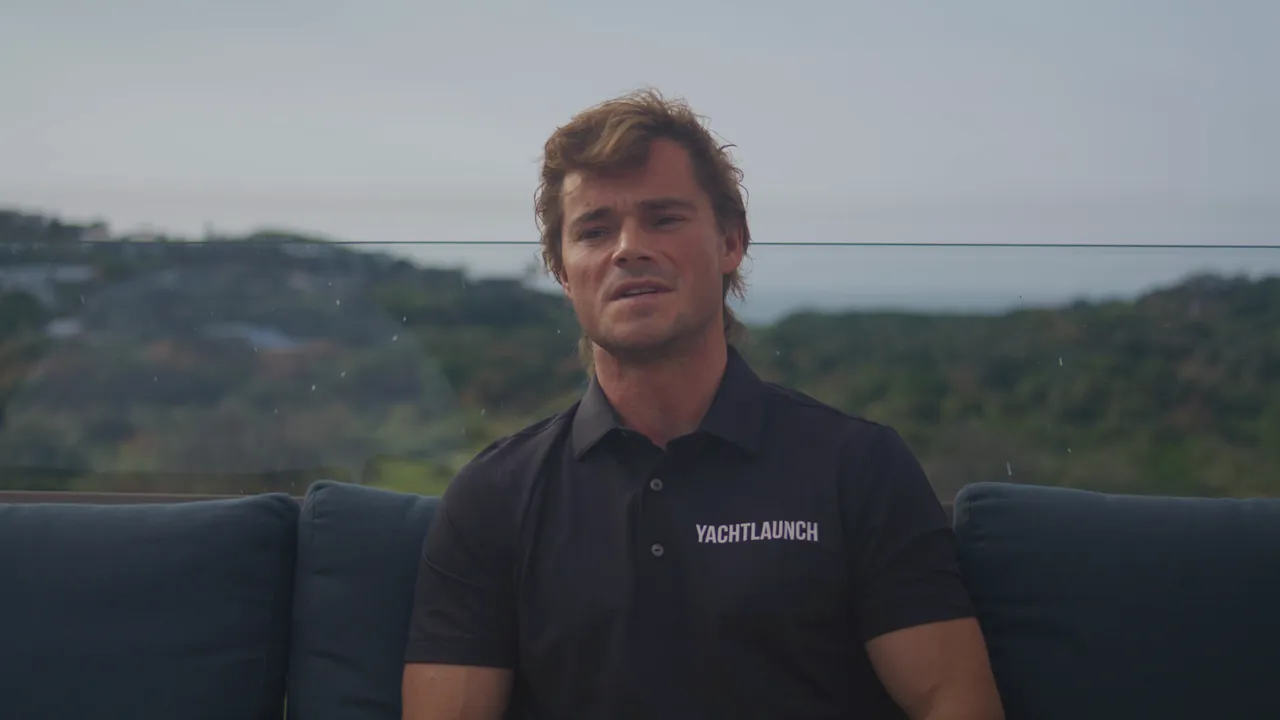 Cam Baker, founder of Yachtlaunch, talking to camera